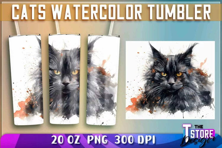 Cats Watercolor Tumblers Wrap 20 oz. |PNG File| PNG 300 DPI