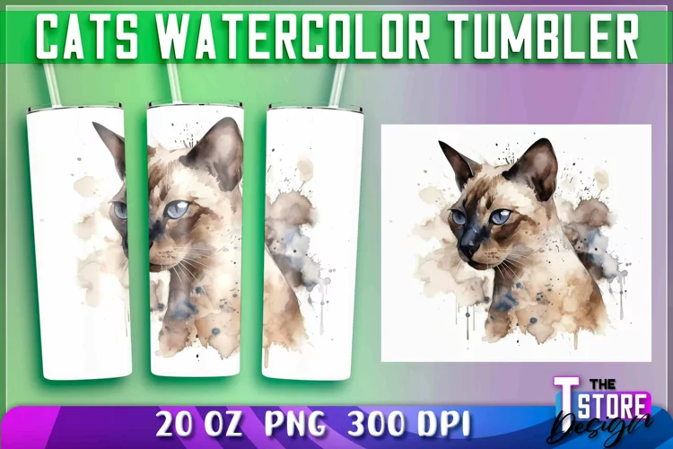 Cats Watercolor Tumblers Wrap 20 oz. |PNG File| PNG 300 DPI