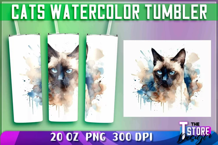 Cats Watercolor Tumblers Wrap 20 oz. |PNG File| PNG 300 DPI