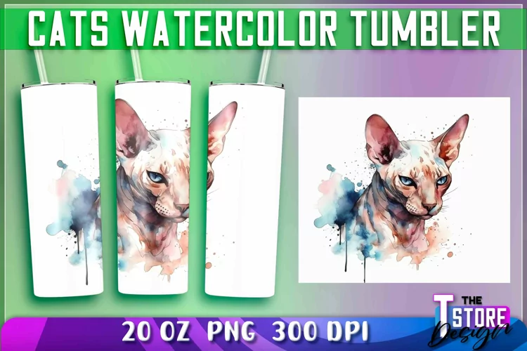 Cats Watercolor Tumblers Wrap 20 oz. |PNG File| PNG 300 DPI