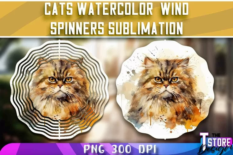 Cats Watercolor Wind Spinners Sublimation | PNG 300 DPI