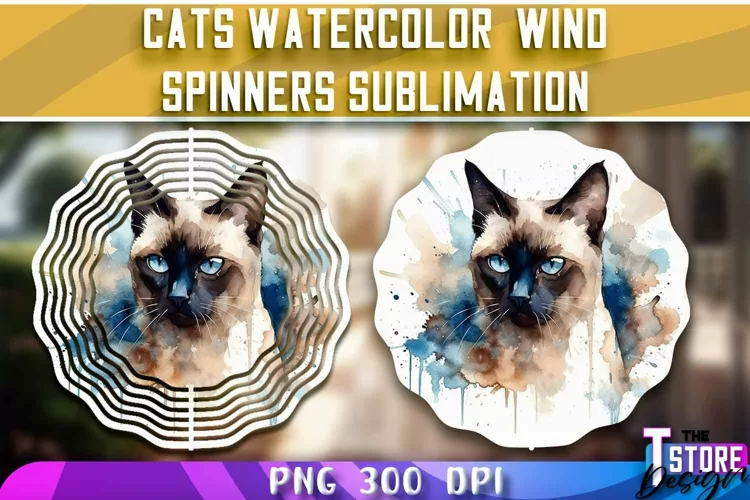 Cats Watercolor Wind Spinners Sublimation | PNG 300 DPI