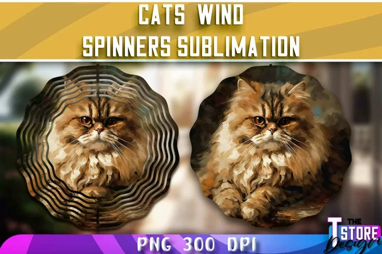 Cats Wind Spinners Sublimation | Cats 300 DPI | PNG Design