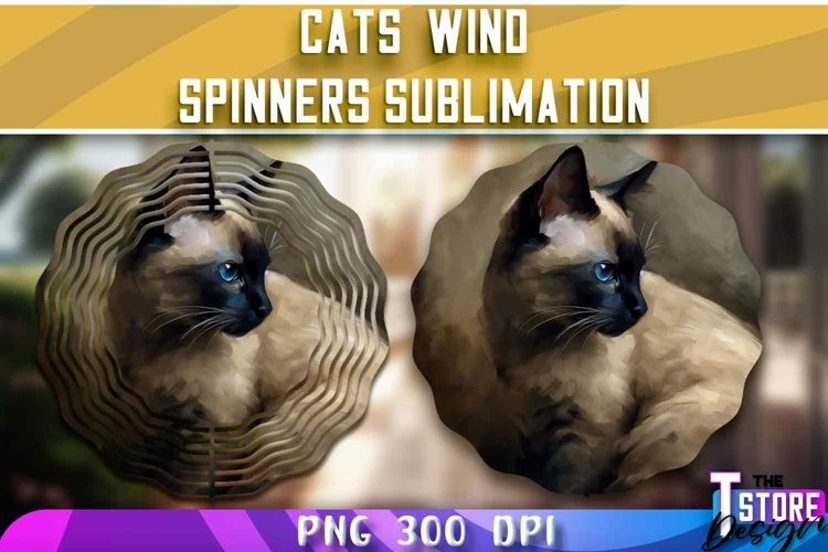 Cats Wind Spinners Sublimation | Cats 300 DPI | PNG Design