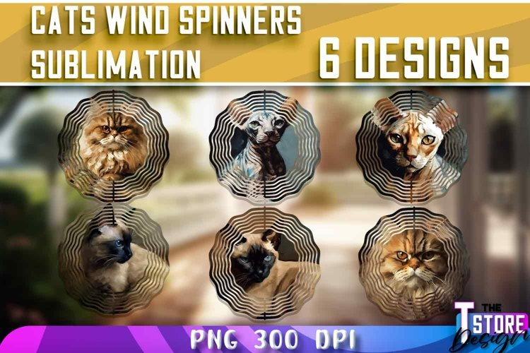 Cats Wind Spinners Sublimation Bundle|Cats PNG v.2
