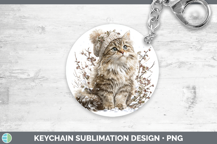 Angora Cats Winter Knit Hat Keychain Sublimation Design