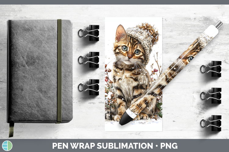 Bengal Cats Winter Knit Hat Pen Wrap Sublimation Design