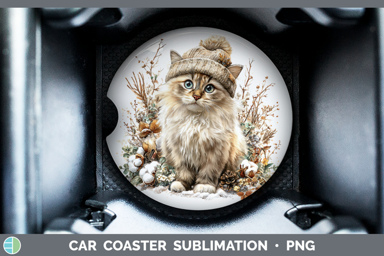 Birman Cats Winter Knit Hat Car Coaster Sublimation Design