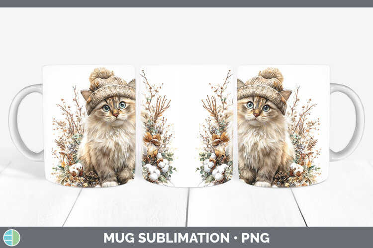 GorgeousCats Winter Knit Hat Mug Wrap design.