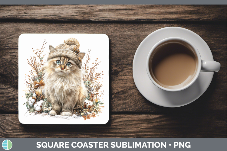 Birman Cats Winter Knit Hat Square Coaster Sublimation Desig