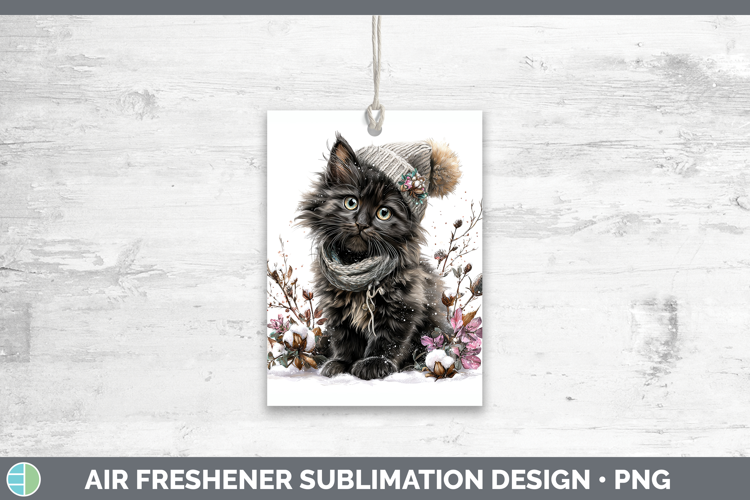 Black Cats Winter Knit Hat Air Freshener Sublimation Design