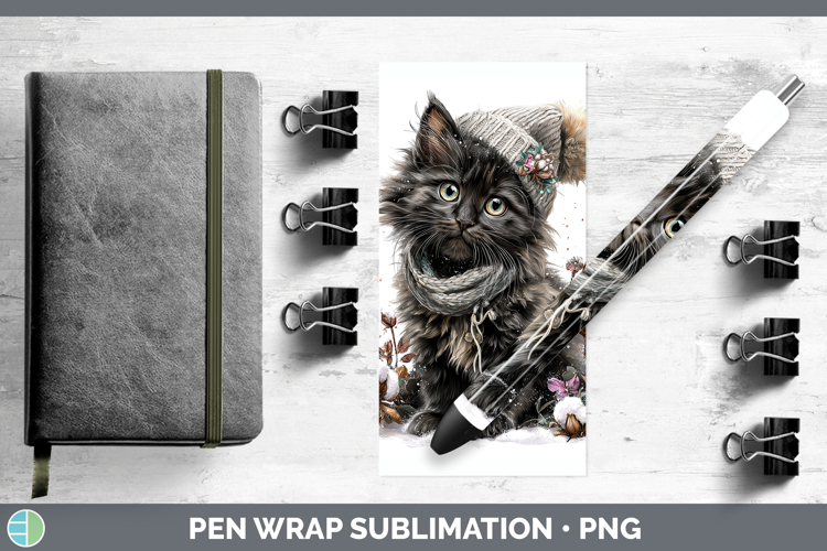 Black Cats Winter Knit Hat Pen Wrap Sublimation Design