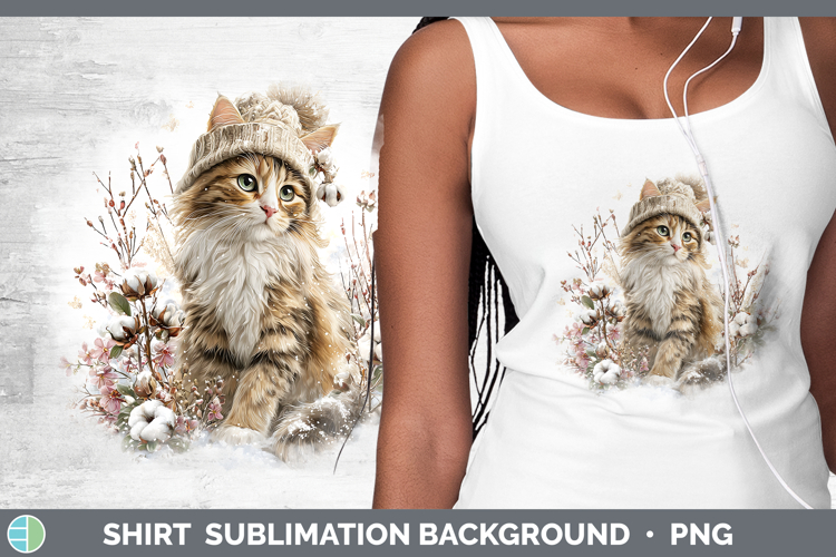 Calico Cats Winter Knit Hat Shirt Sublimation Design