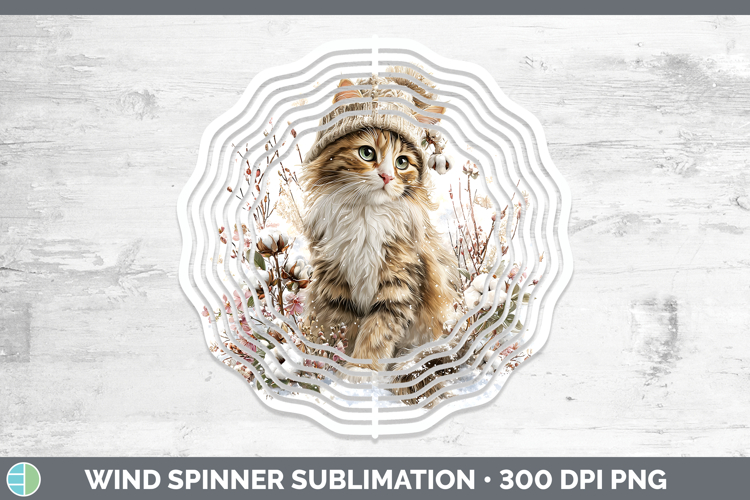 Calico Cats Winter Knit Hat Wind Spinner Sublimation Design