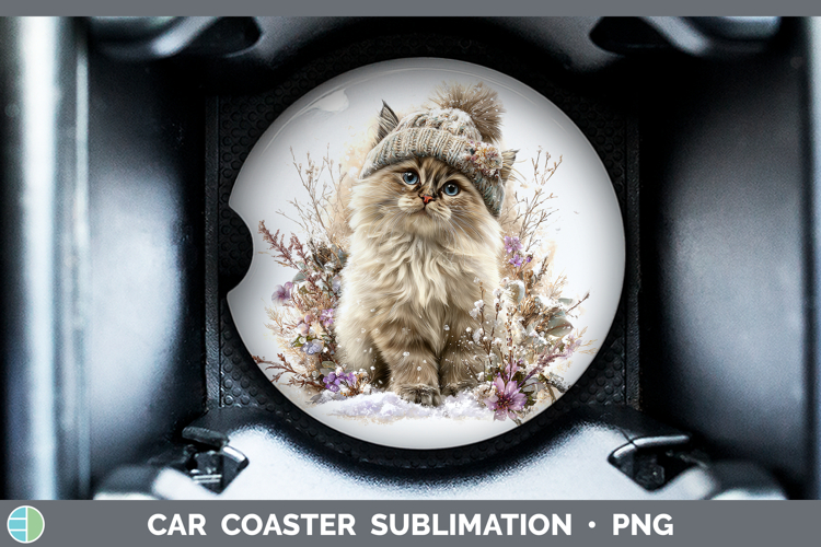 Himalayan Cats Winter Knit Hat Car Coaster Sublimation Desig