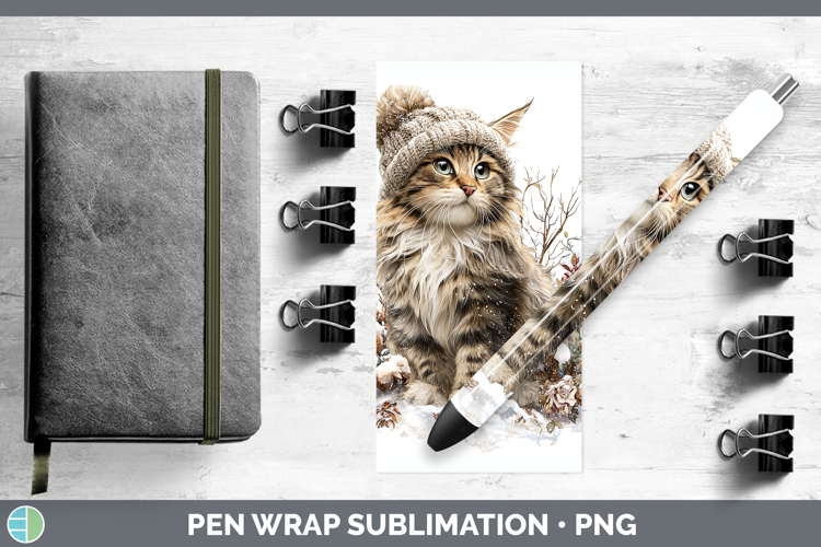 Maine Coon Cats Winter Knit Hat Pen Wrap Sublimation Design