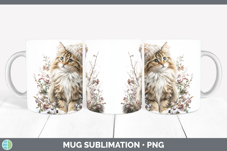Norwegian Forest Cats Winter Knit Hat Mug Wrap Sublimation D