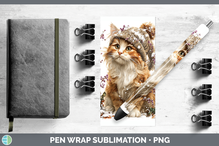 Orange Cats Winter Knit Hat Pen Wrap Sublimation Design
