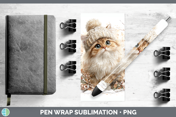 Persian Cats Winter Knit Hat Pen Wrap Sublimation Design
