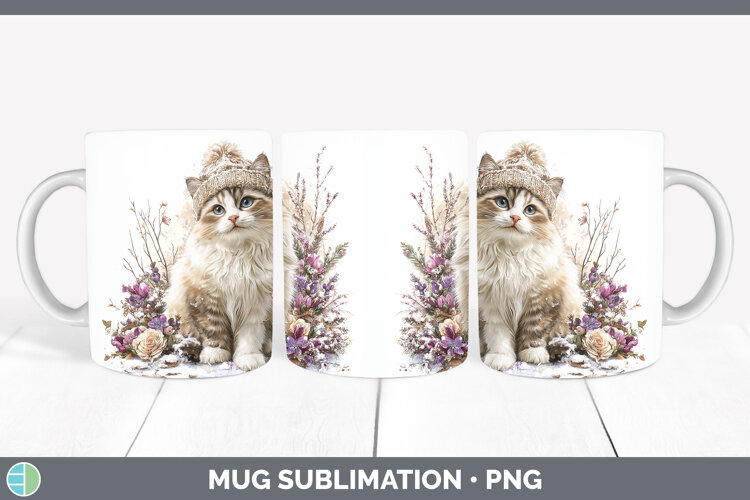 GorgeousCats Winter Knit Hat Mug Wrap design.