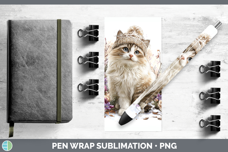 Ragdoll Cats Winter Knit Hat Pen Wrap Sublimation Design