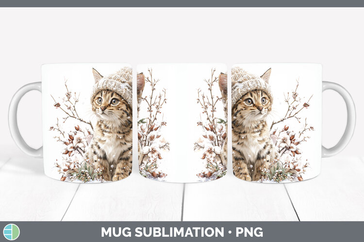 GorgeousCats Winter Knit Hat Mug Wrap design.