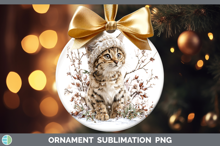 Savannah Cats Winter Knit Hat Ornament Sublimation Design