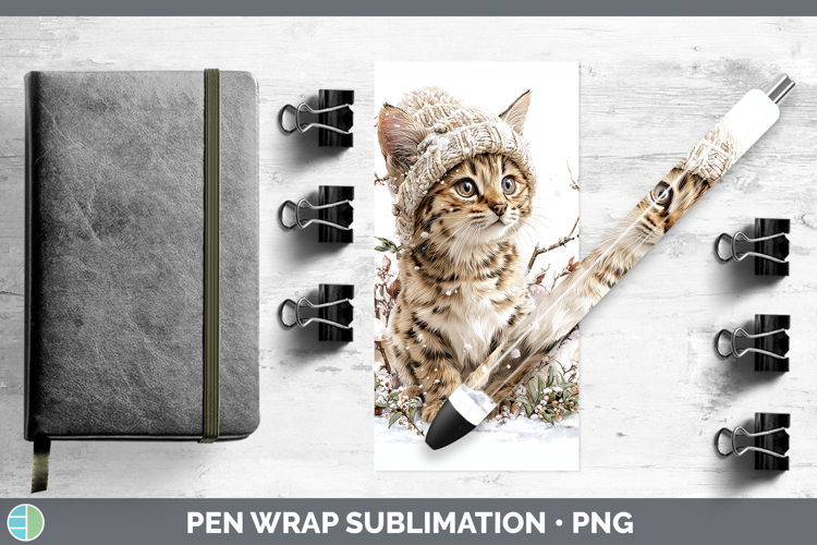 Savannah Cats Winter Knit Hat Pen Wrap Sublimation Design