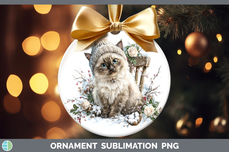 Siamese Cats Winter Knit Hat Ornament Sublimation Design