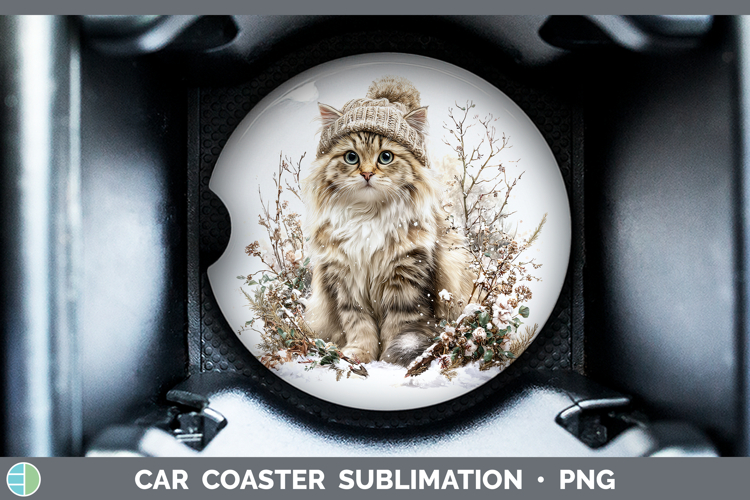 Siberian Cats Winter Knit Hat Car Coaster Sublimation Design