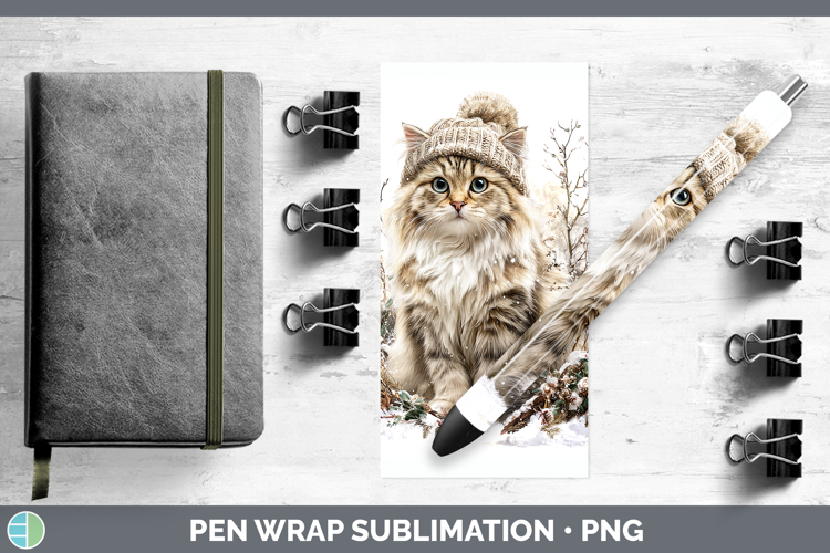 Siberian Cats Winter Knit Hat Pen Wrap Sublimation Design
