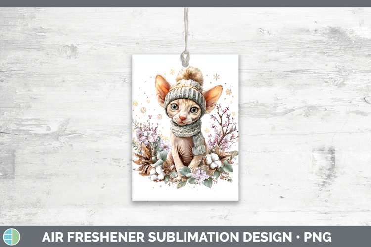Sphynx Cats Winter Knit Hat Air Freshener Sublimation Design