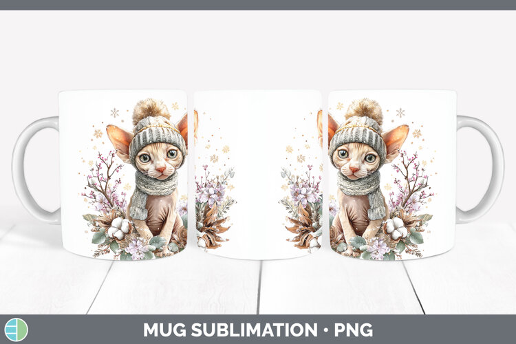GorgeousCats Winter Knit Hat Mug Wrap design.