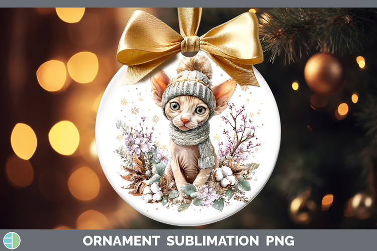 Sphynx Cats Winter Knit Hat Ornament Sublimation Design