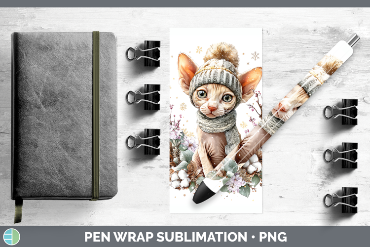 Sphynx Cats Winter Knit Hat Pen Wrap Sublimation Design