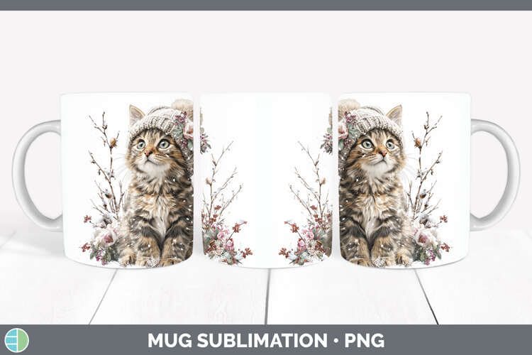 GorgeousCats Winter Knit Hat Mug Wrap design.