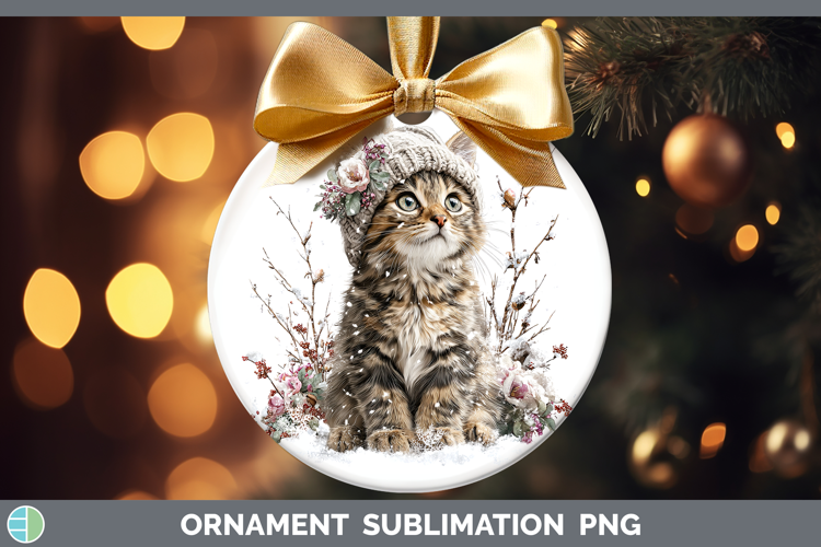 Tabby Cats Winter Knit Hat Ornament Sublimation Design