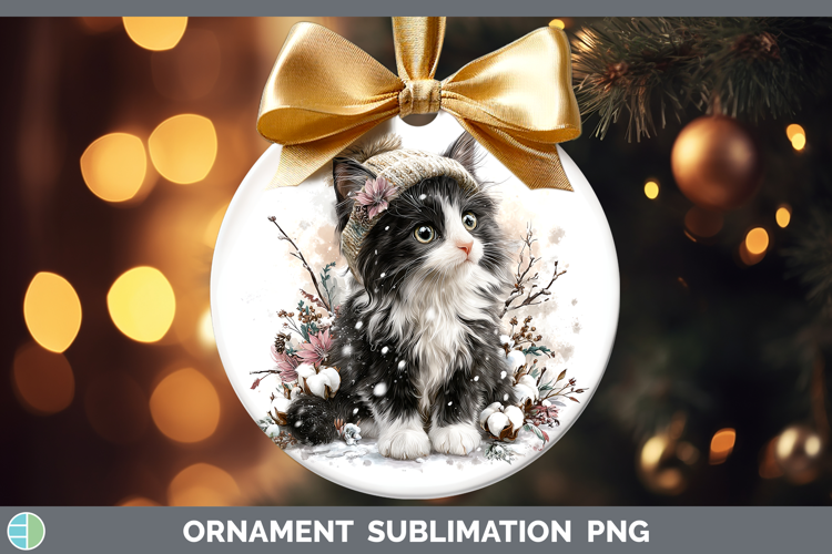 Tuxedo Cats Winter Knit Hat Ornament Sublimation Design