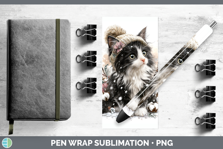 Tuxedo Cats Winter Knit Hat Pen Wrap Sublimation Design