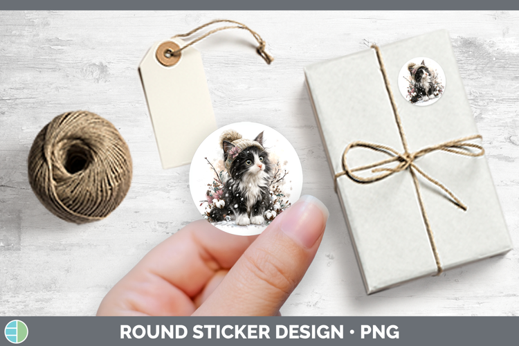 Tuxedo Cats Winter Knit Hat Stickers Design