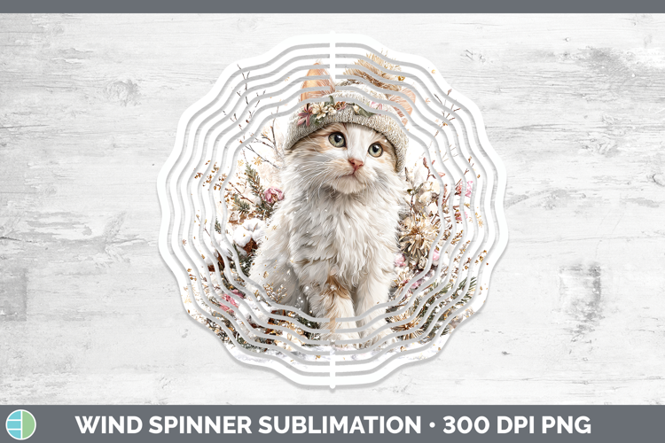White Cats Winter Knit Hat Wind Spinner Sublimation Design