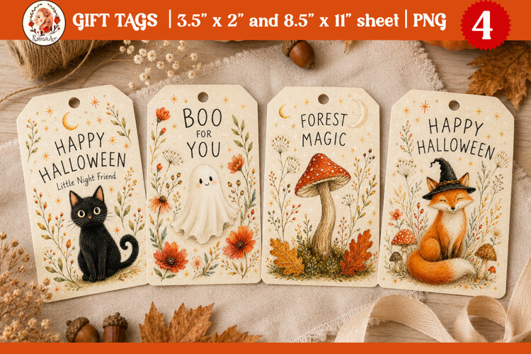 Whimsical Halloween gift tags example image 1