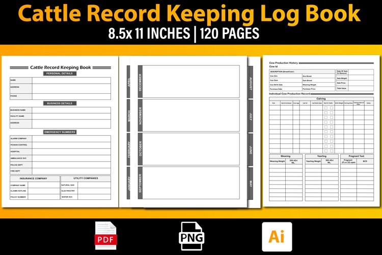 Cattle Record Keeping Log Book