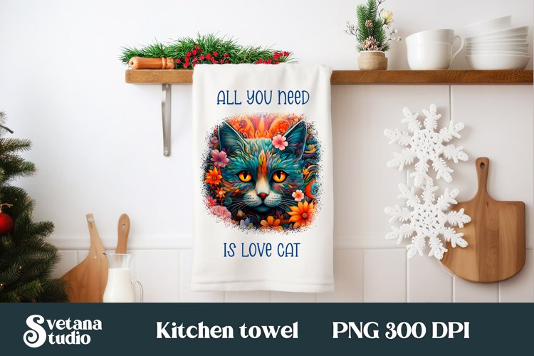Cute cat kitchen towel | Animal dish towel
