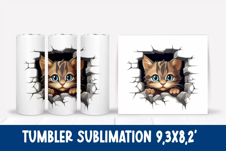 Cat hole tumbler sublimation wrap | Cat lover tumbler wrap