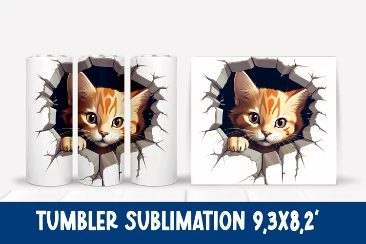 Cat hole tumbler sublimation wrap | Cat tumbler wrap
