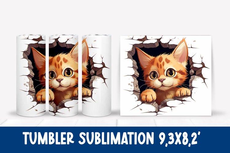 Cat hole tumbler sublimation wrap design | Cat tumbler wrap example image 1