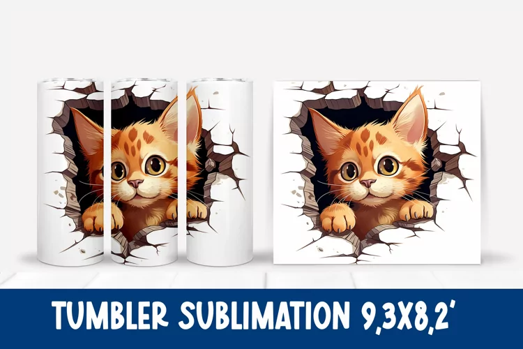 Cat hole tumbler sublimation wrap design | Cat tumbler wrap