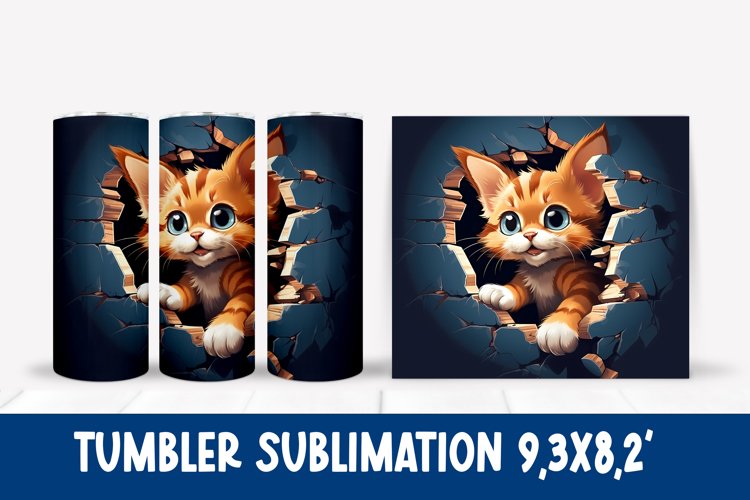 Cat hole tumbler sublimation wrap | Cat tumbler design
