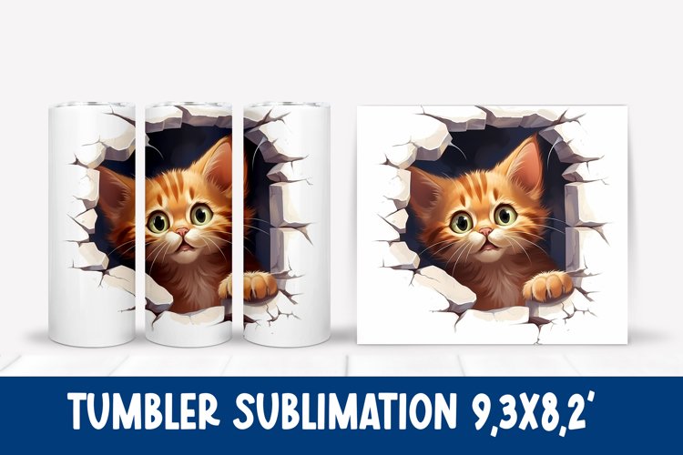 Cute cat hole tumbler sublimation wrap design example image 1